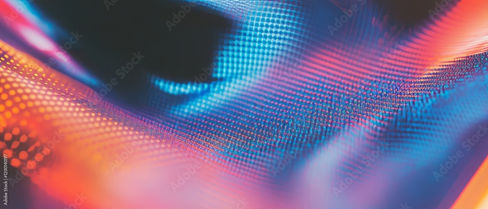Poster close-up view of printed texture showcasing halftone dots and vibrant color mixing