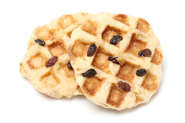 mini waffle raisins topping isolated on white background