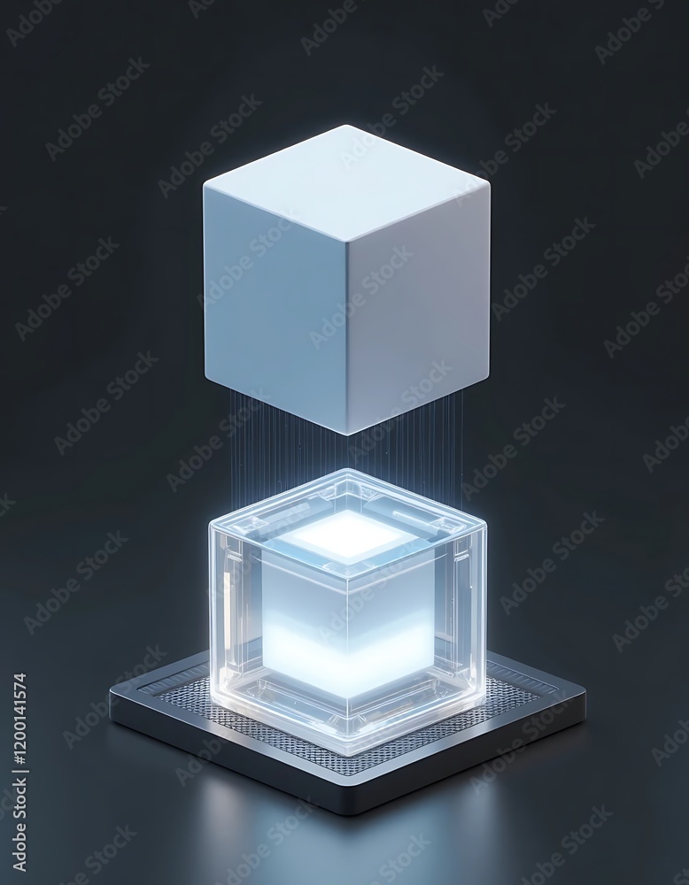 Poster abstract cube data transfer visualization