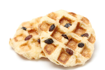 mini waffle raisins topping isolated on white background