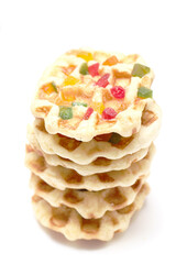 mini waffle fruit topping isolated on white background