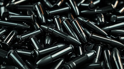 Black bullets lined up ready for use.