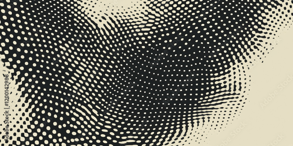Poster Halftone texture with dynamic patterns creating a sense of movement and chaos