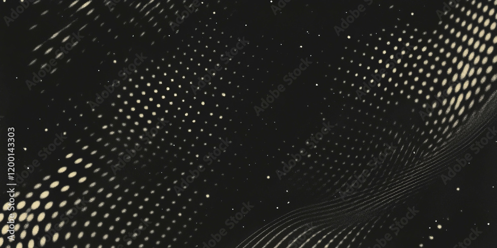 Aufkleber Grunge halftone texture with structured dots forming lines on a black background