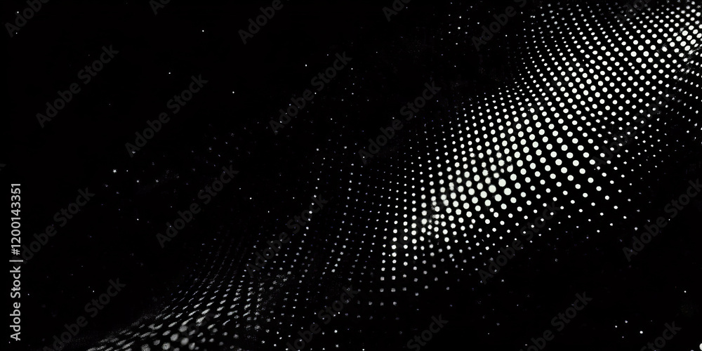 Poster Grunge halftone texture creating a dynamic pattern on a black background