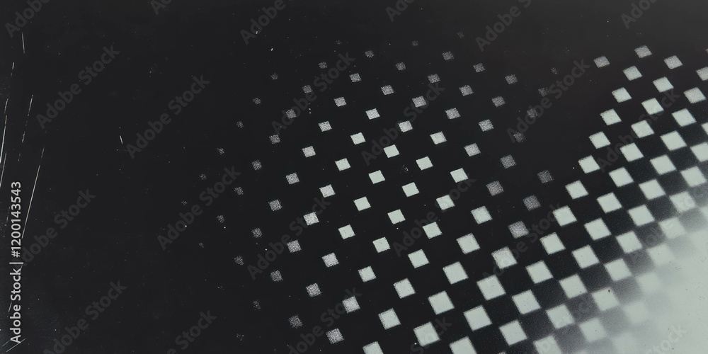 Aufkleber Grunge halftone texture with dots forming a square pattern on a dark background