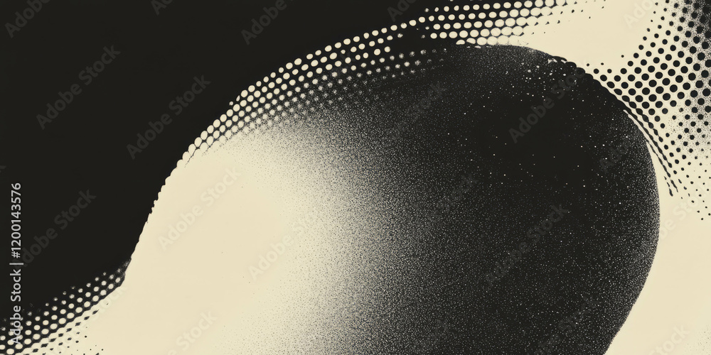 Aufkleber Grunge halftone texture with circular patterns on black background emphasizing geometric design