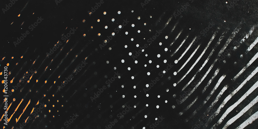 Poster Grunge halftone texture with dots on a black background creating an industrial look