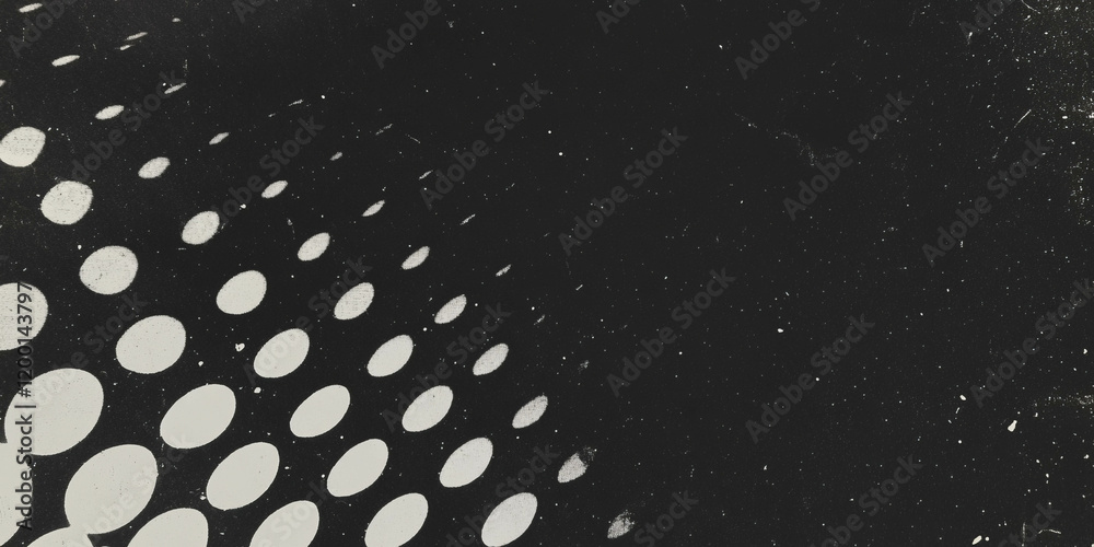 Aufkleber Grunge halftone texture featuring random scattered dots on a black background