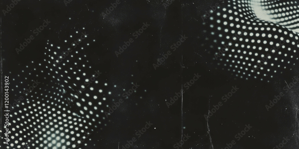 Poster grunge halftone texture with faded dots and vintage feel displayed on black background