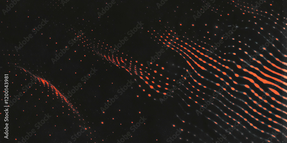 Poster Grunge halftone texture with fine dots and subtle aged appearance on a black background