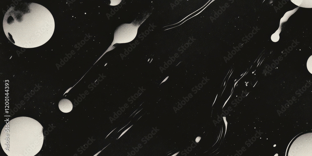 Poster Grunge halftone overlay with bold dots and dynamic patterns on a dark background