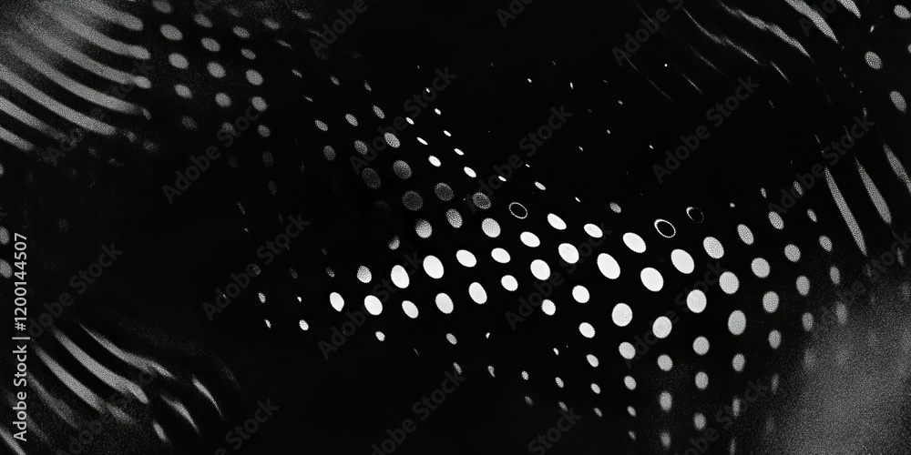 Poster Grunge halftone overlay texture with layered effect and dotted pattern on black background