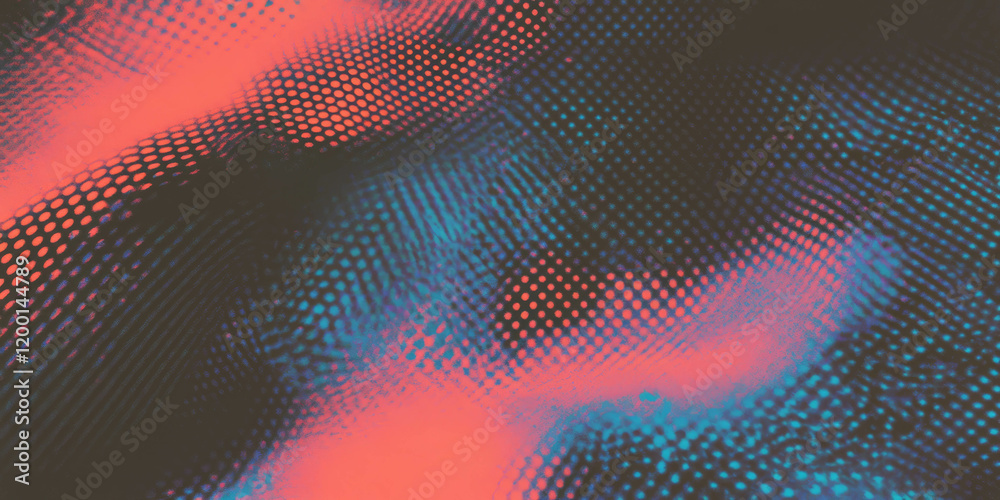 Poster grunge halftone texture with scratches and vibrant color contrast on a black background