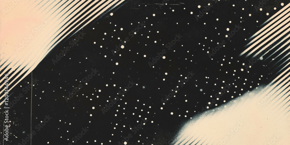 Poster exploration of grunge halftone texture with integrated background elements in black