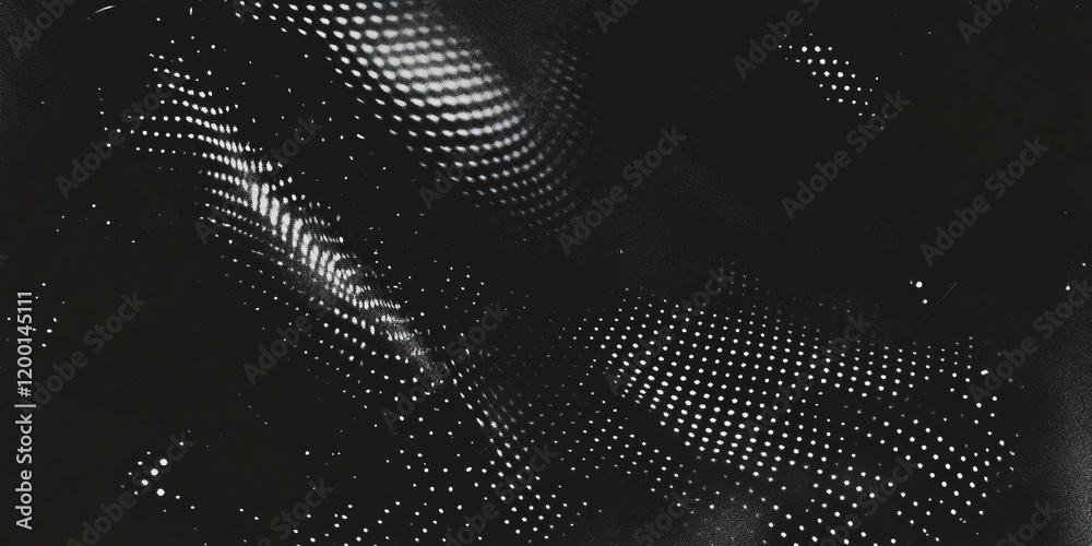 Aufkleber Grunge halftone texture with gradient effect and varying dot density on black background