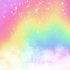 Hermosos fondos en colores arcoíris de tono pastel vibrante, decorados con salpicaduras de pequeñas luces blancas brillantes.  © Jally Design