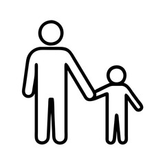 man and child holding hands icon, man and child holding hands line art - simple line art of man and child holding hands, perfect for man and child holding hands logos and icons and themed design 