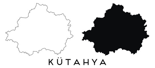Kutahya Turkey map outline and black silhouette vector