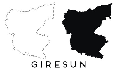 Obraz premium Giresun map outline and black silhouette vector