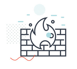 Secure Protection - Firewall Icon - Stock Illustration