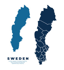 Sweden political map and simple flat vector illustration