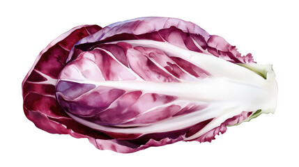 Obraz premium watercolor illustration of one single red radicchio isolated on white background