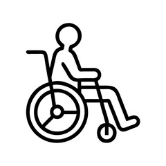 man wheelchair icon, man wheelchair line art - simple line art of man wheelchair, perfect for man wheelchair logos and icons and themed design 
