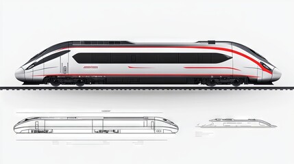 Fototapeta premium Modern high-speed trains, set against a white background