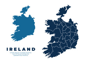 Ireland political map and simple flat vector illustration
