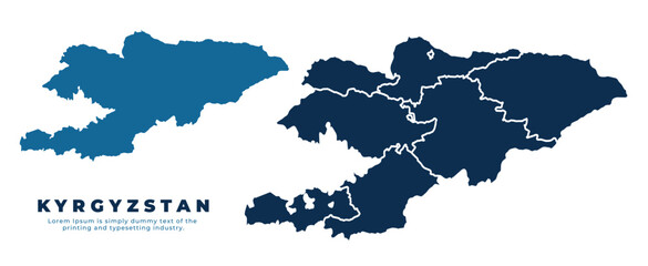 Kyrgyzstan political map and simple flat vector illustration