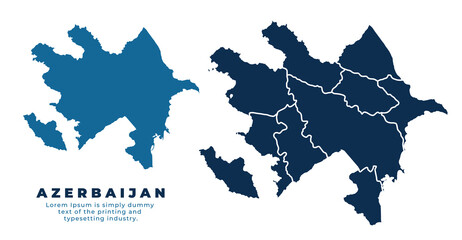 Azerbaijan political map and simple flat vector illustration