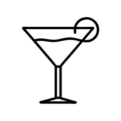 martini glass icon, martini glass line art - simple line art of martini glass, perfect for martini glass logos and icons and themed design 