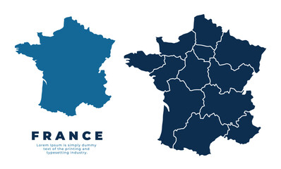 France political map and simple flat vector illustration