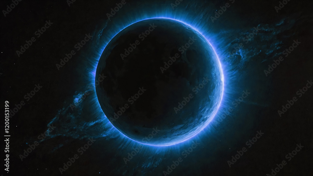 Wall mural science concept background with planet on space