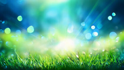 Obraz premium a blurred sparkling spring summer blue and green abstract history with soft glow example