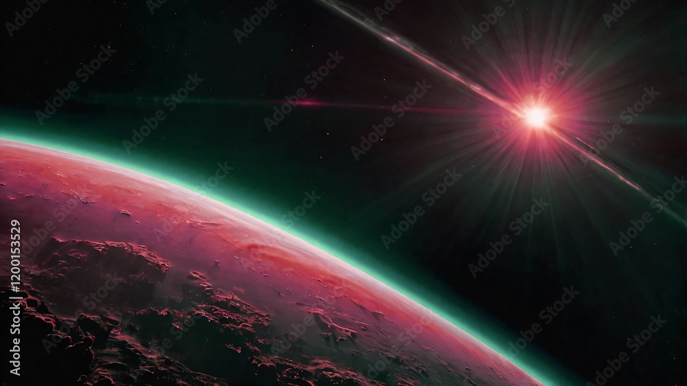 Wall mural science concept background with planet on space