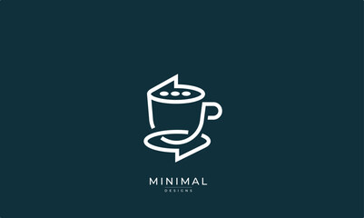 Minimal icon logo of a coffee chat / tea chat 