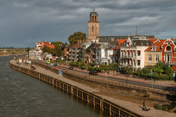 Deventer, Netherlands - September 19th, 2022: Panorama of Deventer, Hanseatic city in the Netherlands.