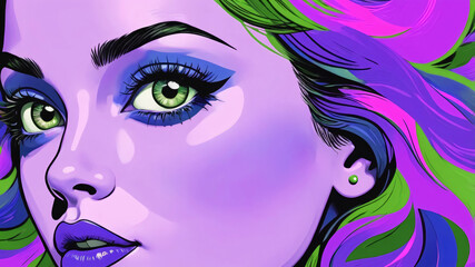 Fototapeta premium Colorful Pop Art Portrait of a Woman