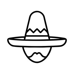mexican sombrero hat icon, mexican sombrero hat line art - simple line art of mexican sombrero hat, perfect for mexican sombrero hat logos and icons and themed design 