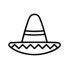 mexican sombrero hat icon, mexican sombrero hat line art - simple line art of mexican sombrero hat, perfect for mexican sombrero hat logos and icons and themed design 