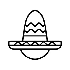 mexican sombrero hat icon, mexican sombrero hat line art - simple line art of mexican sombrero hat, perfect for mexican sombrero hat logos and icons and themed design 