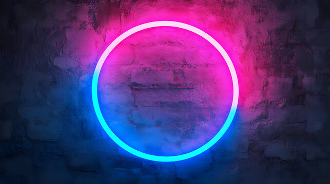 Neon pink and blue glowing sign on a dark background retro futuristic aesthetic nightlife and urban vibes. Urban Neon Aesthetic. Illustration