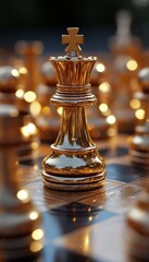 Golden chess board reflecting advanced strategy and decision making