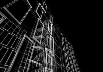 sketch of office building 3d rendering