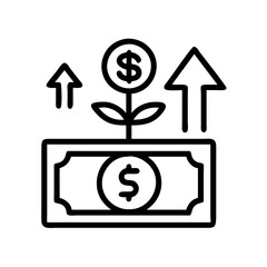 money grow investment icon, money grow investment line art - simple line art of money grow investment, perfect for money grow investment logos and icons and themed design 