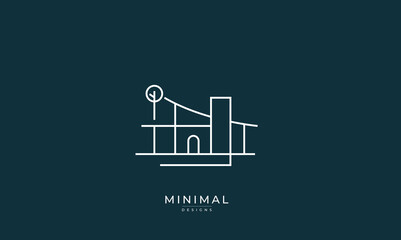 A line art icon logo a modern stylish house, home , villa , holiday home , Air bnb