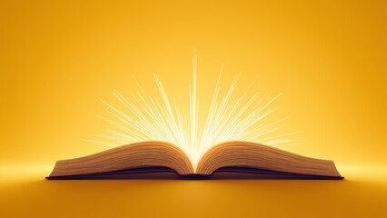 Open Book with Radiant Light - Illustration Representing Knowledge and Enlightenment