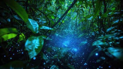 Obraz premium Enchanted Forest: A Night of Bioluminescence